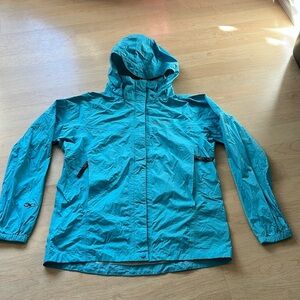 Marmot Kids Aqua Blue Lightweight Rain Jacket Youth XL Hood Zippered Pockets